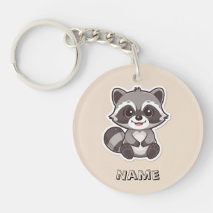 Porte-clefs Cute Cartoon Raccoon Porte - clé personnalisé