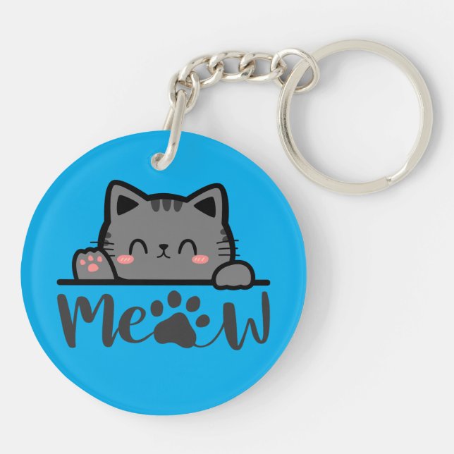 Porte-clefs Cute Cat Meow Porte - clé - Funny Kitty Cadeau (Dos)