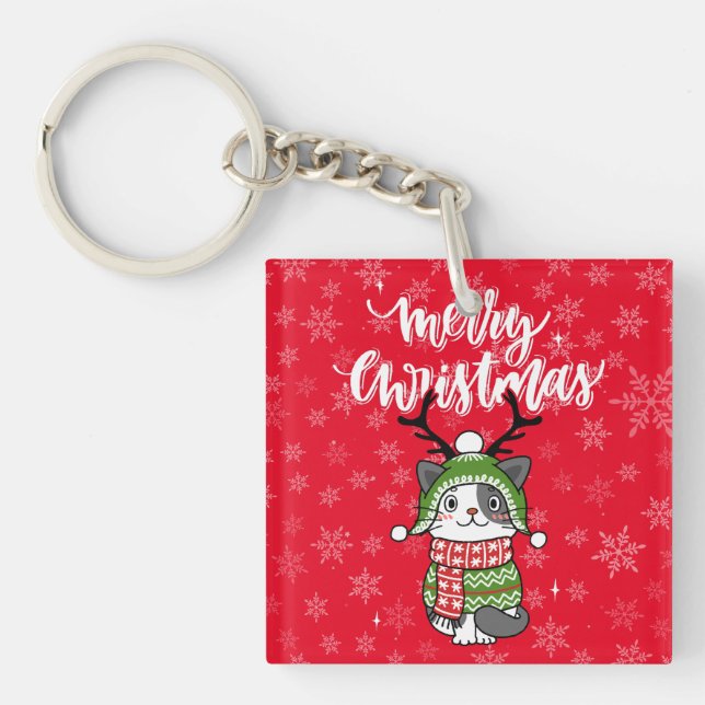 Porte-clefs Cute Chat Noël Stocking fourchettes Galore (Devant)
