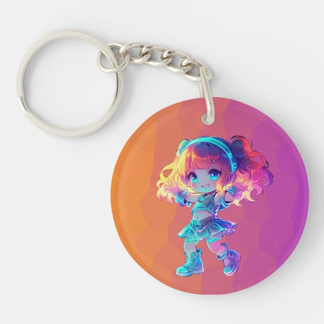 Porte-clefs Cute Chibi Danser 2 Porte - clé (Devant)