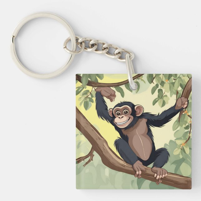 Porte-clefs Cute Chimpanzé (Devant)