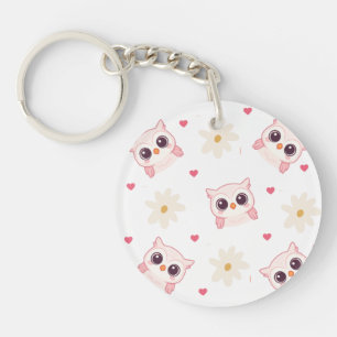 Porte-clefs Cute Chouette Rose Porte - clé Motif - Style Kawai