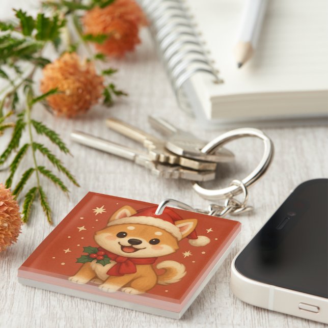 Porte-clefs Cute Christmas puppy (Devant Droit)