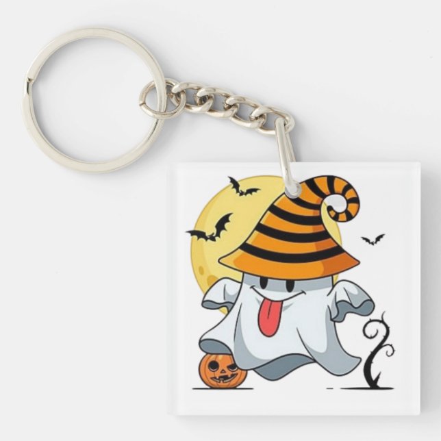 Porte-clefs Cute Clipart Citrouille Éffrayant Halloween Bat (Devant)