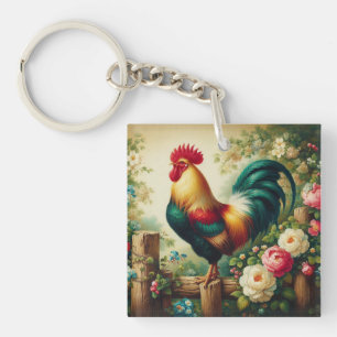 Porte-clefs Cute coq rustique/vintage