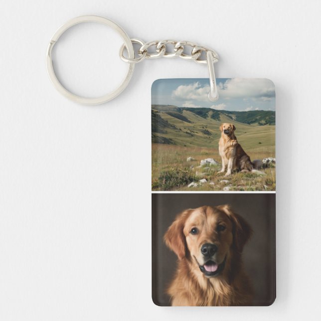 Porte-clefs Cute Custom Dog Photos Collage Paw Print (Devant)