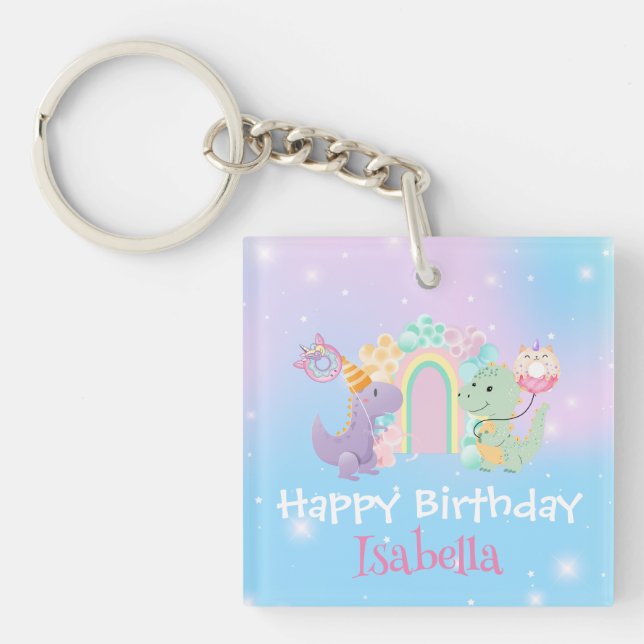 Porte-clefs Cute Dinosaur Unicorn Rainbow ballon Anniversaire  (Devant)