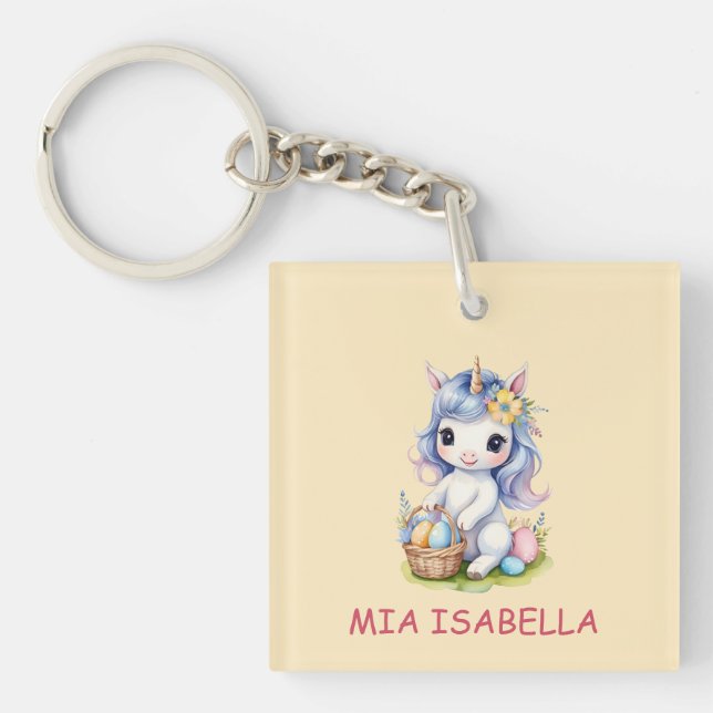 Porte-clefs Cute Easter Unicorn Porte - clé personnalisable (Devant)