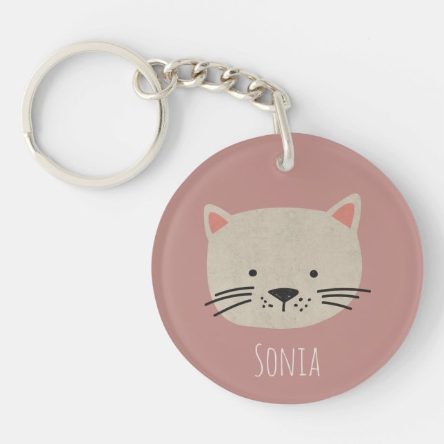 Porte-clefs Cute face de chat Whimsical (Devant)