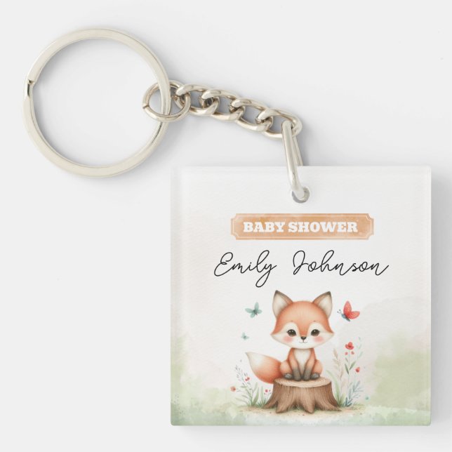 Porte-clefs Cute fox baby shower  (Devant)
