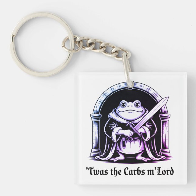 Porte-clefs  Cute Frog with Sword Carbs Joke Design (Devant)