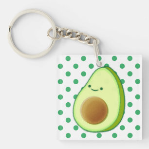 Porte-clefs Cute Green Avocado Dessin Pois verts