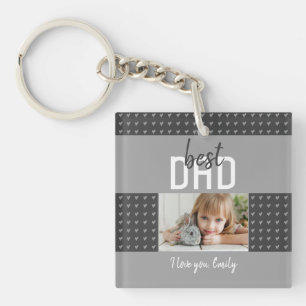 Porte-clefs Cute Grey Heart Best Papa Photo Père`s Day Keych