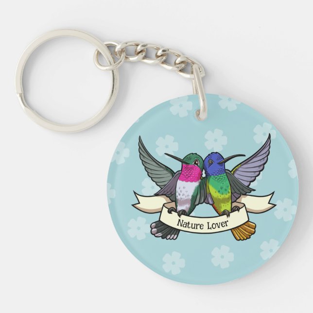 Porte-clefs Cute Hummingbird Nature Lover Colorful Cartoon (Devant)