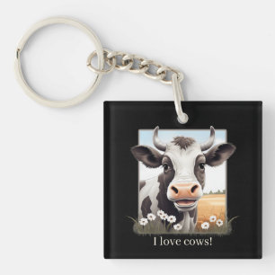 Porte-clefs Cute I love vaches personnalisable