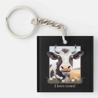 Porte-clefs Cute I love vaches personnalisable