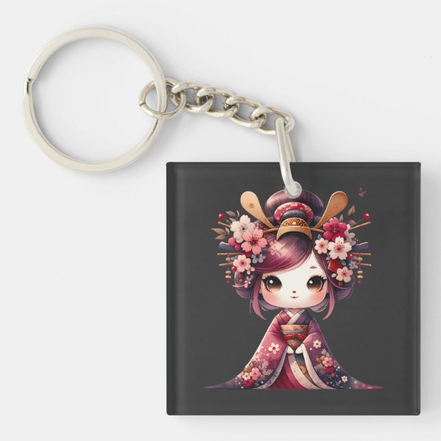 Porte-clefs Cute Japonaise Geisha (Devant)