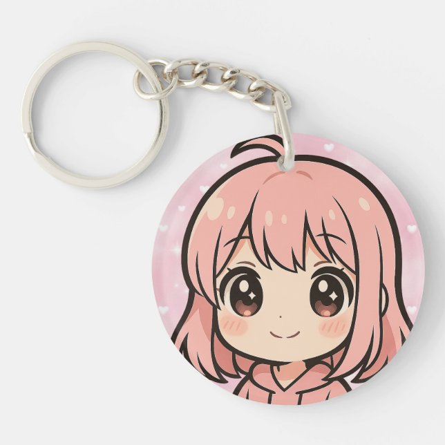 Porte-clefs Cute Kawaii Anime Girl Face Keychain (Devant)