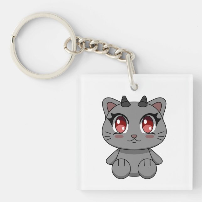Porte-clefs Cute Kawaii Demon Chat (Devant)
