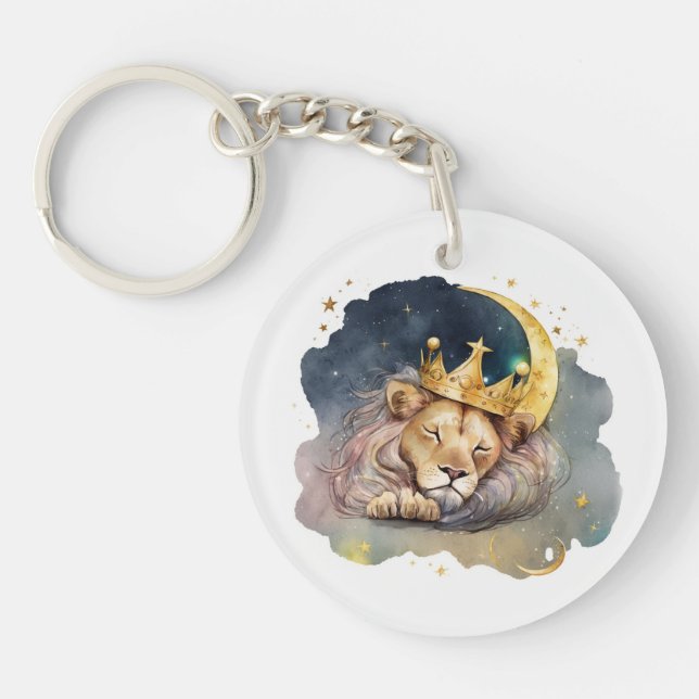 Porte-clefs Cute  king Lion Sleeping On The Moon               (Devant)