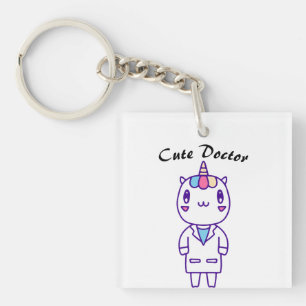 Porte-clefs Cute Licorne Médecin – Stéthoscope drôle