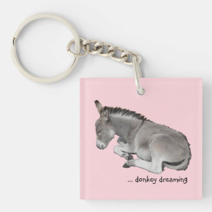 Porte-clefs Cute Little Grey Donkey Baby Foal