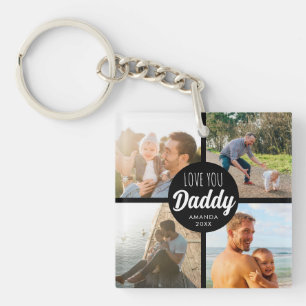 Porte-clefs Cute Love You 'Papa' Collage Photo personnalisée