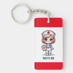 Porte-clefs Cute Manga Nurse avec cheveux blond bleu yeux Pers