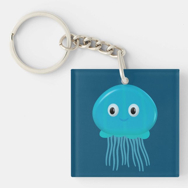 Porte-clefs Cute méduse Cartoon Dans L'Océan Bleu (Devant)