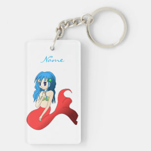 Porte-clefs Cute Mermaid à cheveux bleus Thunder_Cove