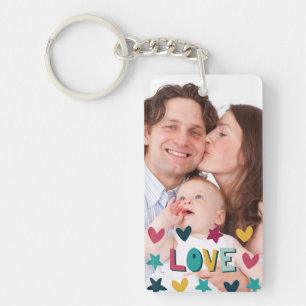 Porte-clefs Cute Modern Love and Hearts Photo personnalisée