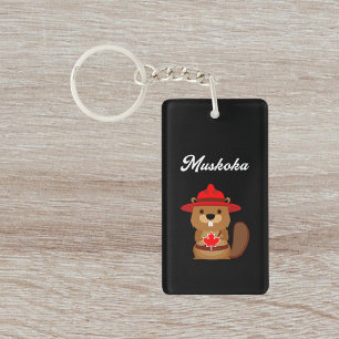 Porte-clefs Cute Muskoka Canada Castor avec Casquette rouge fo