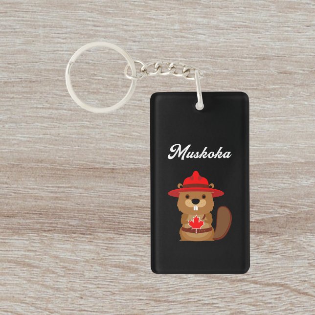 Porte-clefs Cute Muskoka Canada Castor avec Casquette rouge fo (Créateur téléchargé)
