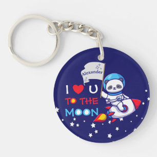 Porte-clefs Cute Panda Bear Sur Rocket Ship Kids Personnalisé