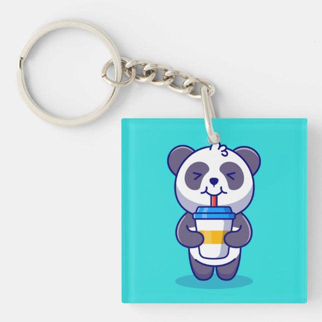 Porte-clefs Cute Panda boire du café (Devant)
