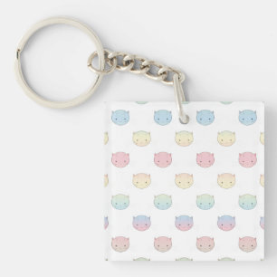 Porte-clefs Cute Pastel Kitty Chat Façades Motif