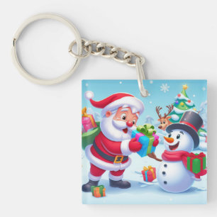 Porte-clefs Cute Père Noël et Snowman