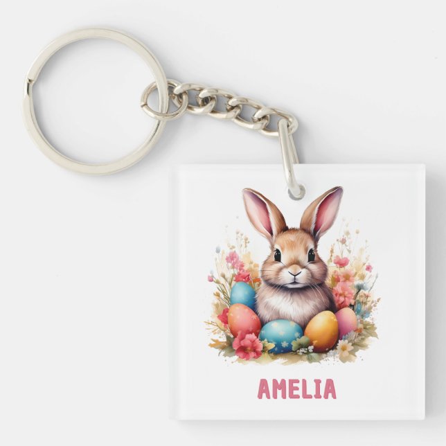 Porte-clefs Cute Personalized Easter Bunny Eggs  (Devant)