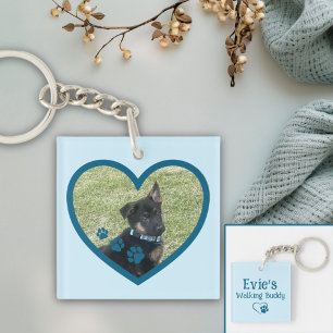 Porte-clefs Cute Personnalisé Chien Marcher Buddy Heart Photo