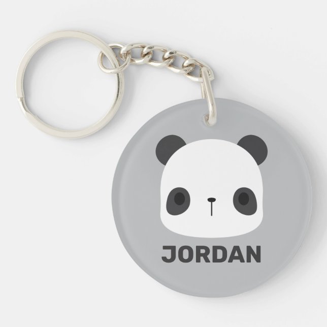Porte-clefs Cute petit ours Panda avec nom personnalisé (Devant)