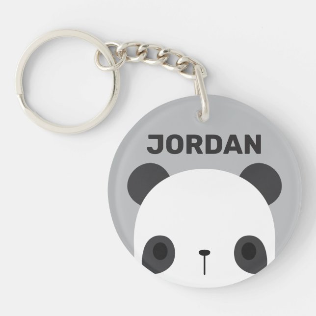 Porte-clefs Cute petit ours Panda avec nom personnalisé (Devant)