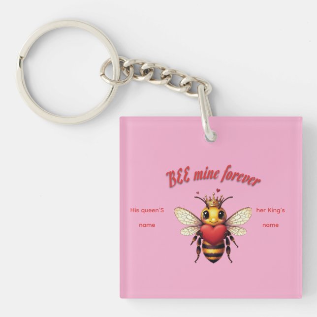 Porte-clefs cute queen bee valentine (Devant)