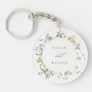 Porte-clefs Cute Rustique Jaune Pré Floral Mariage Wreath