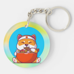 Porte-clefs Cute Shiba Inu Manger Ramen Noodle Cartoon-23054
