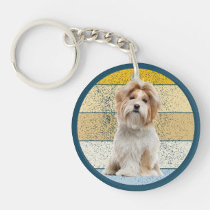 Porte-clefs Cute Shih Tzu Chien Arrière - plan rétro