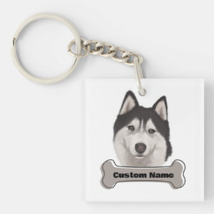 Porte-clefs Cute Sibérie Huskies Aquarelle Chien animal de com