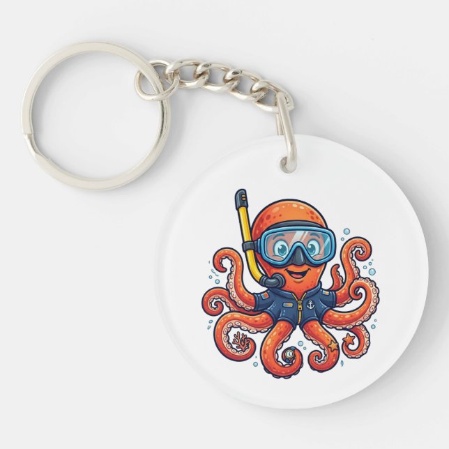 Porte-clefs Cute Snorkeling Octopus - Ocean Explorer (Devant)