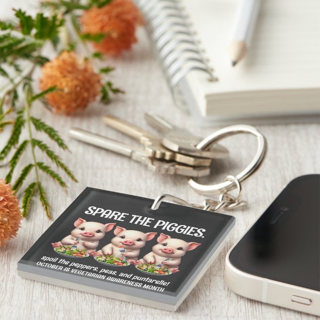 Porte-clefs Cute Spare Piggies Manger Salades (Devant Droit)
