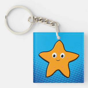 Porte-clefs Cute Starfish Dessin Océan bleu