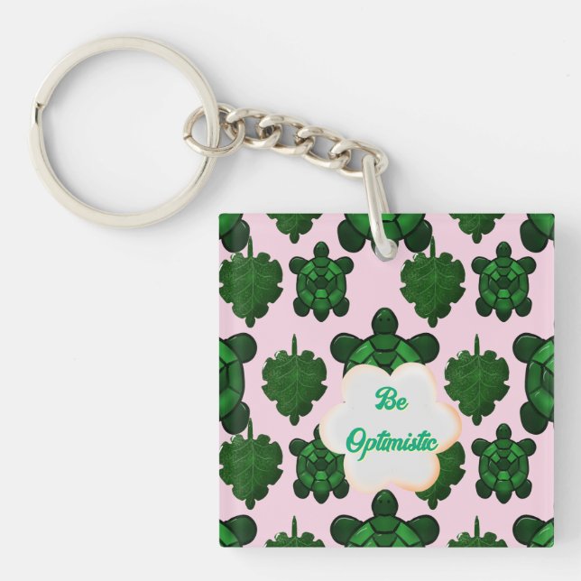 Porte-clefs Cute Turtle Leaves Seamless Pattern, Tropical  (Devant)